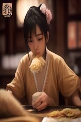 美食探店综艺节目封面，主持人品尝精致料理，食物特写色泽诱人，生活美学风格